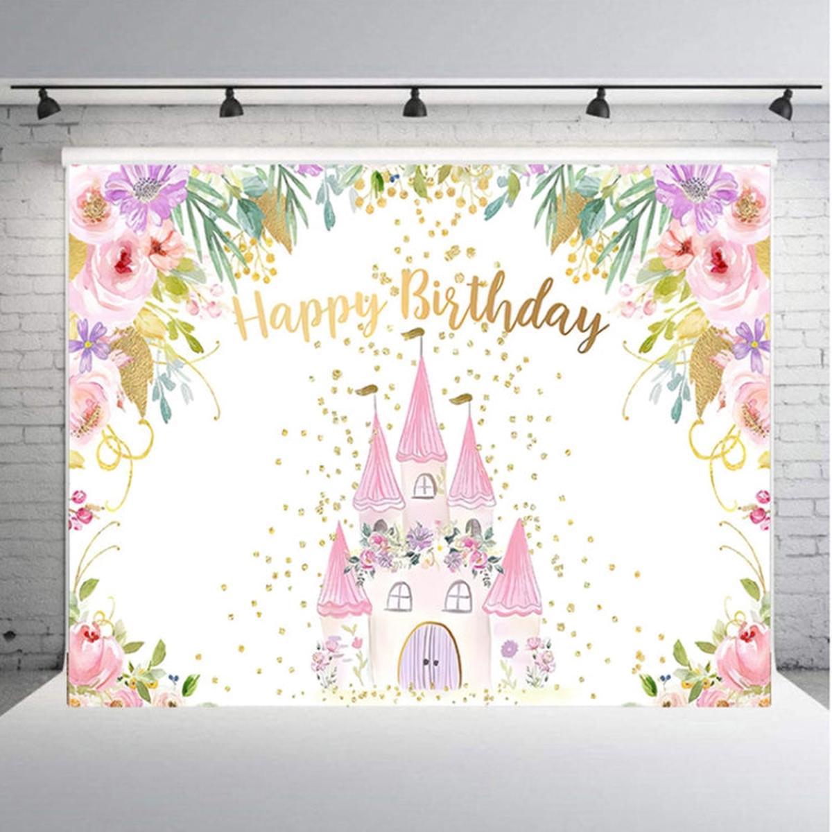 1.5m X 1m Cartoon Castle Photography Background Cloth Birthday Party Scene Decoration