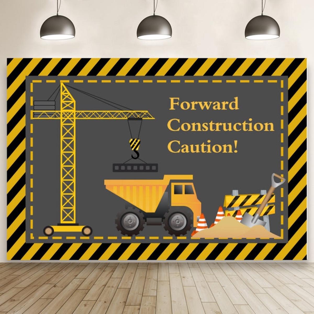 1.5m x 1m Construction Vehicle Series Happy Birthday Photography Background Cloth(Mdv00968)