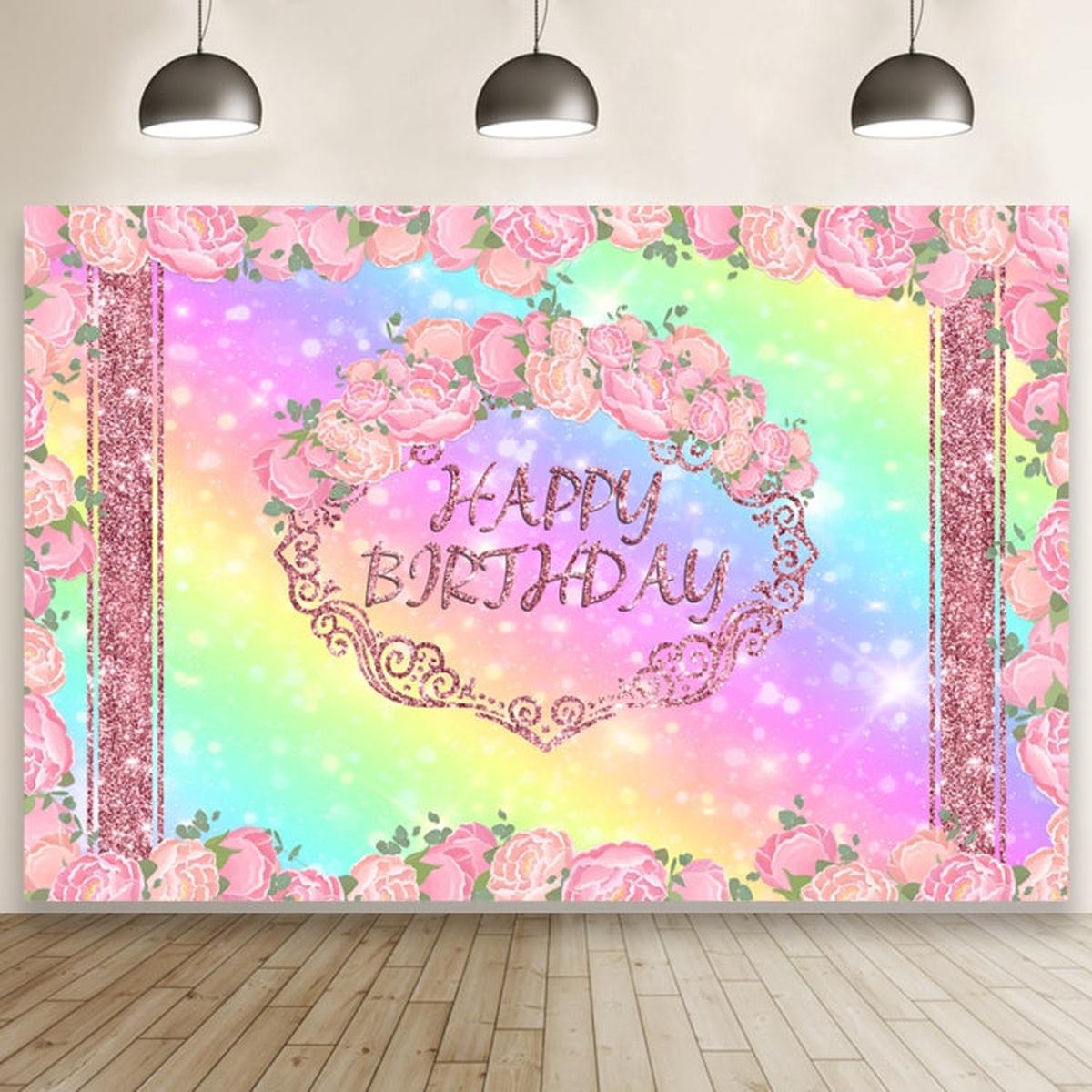 1.5m x 1m Flower Series Happy Birthday Party Photography Background Cloth(MSD00694)