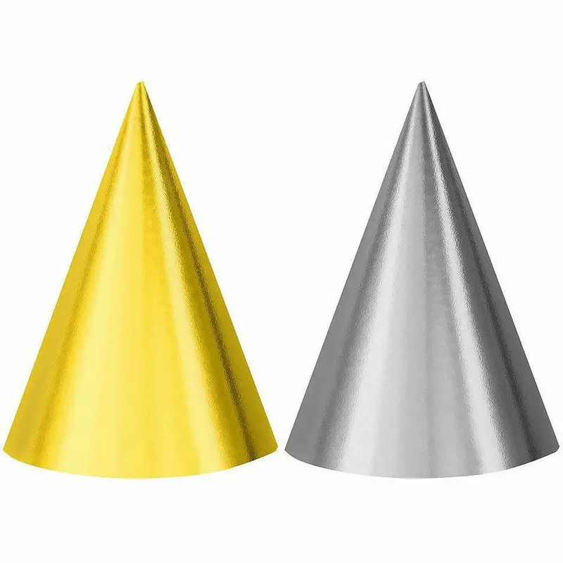 Metallic Gold & Silver Party Hats 12ct
