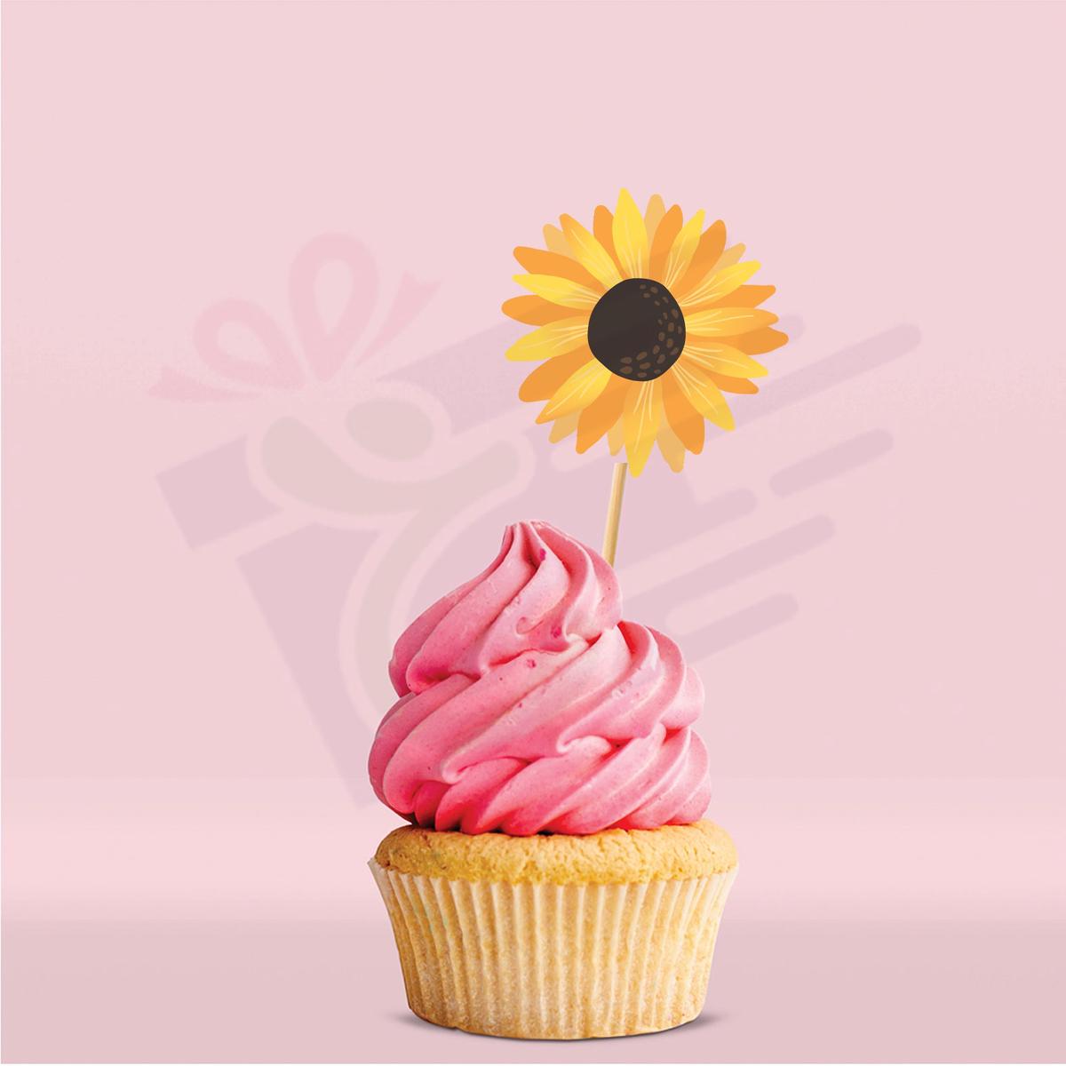 Sunflower cupcake stick 02