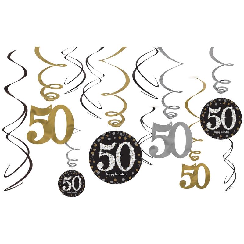 “50” Swirl Decorations 6ct – Sparkling Celebration