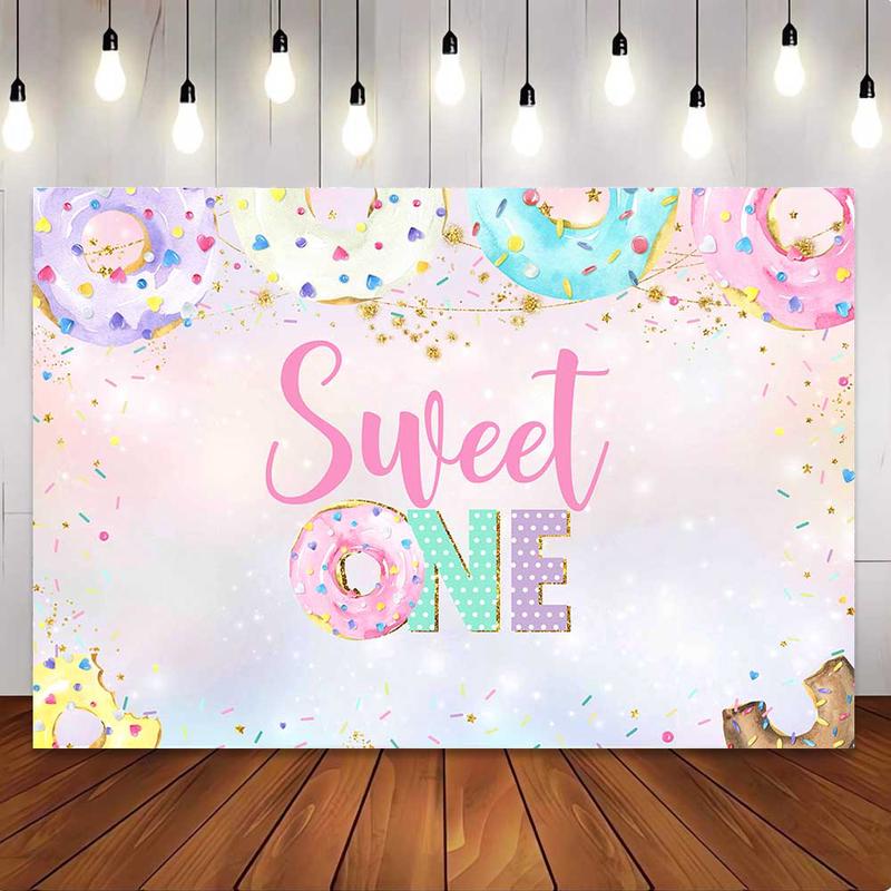 [Only Ship To U.S] Mocsicka Donut Sweet One Happy First Birthday Party Backdrop