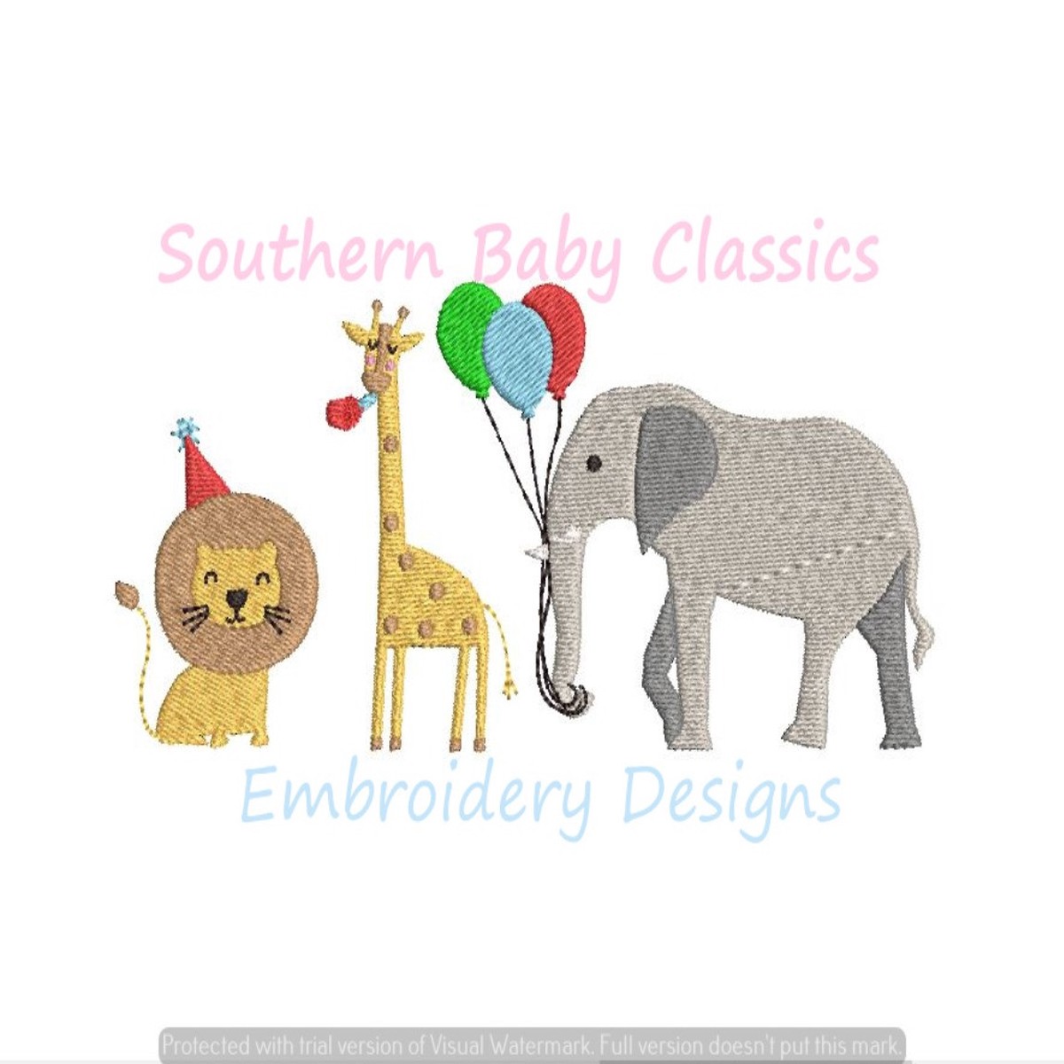 Zoo Safari Birthday Party Animals Birthday Machine Embroidery Design Lion Giraffe Elephant Jungle