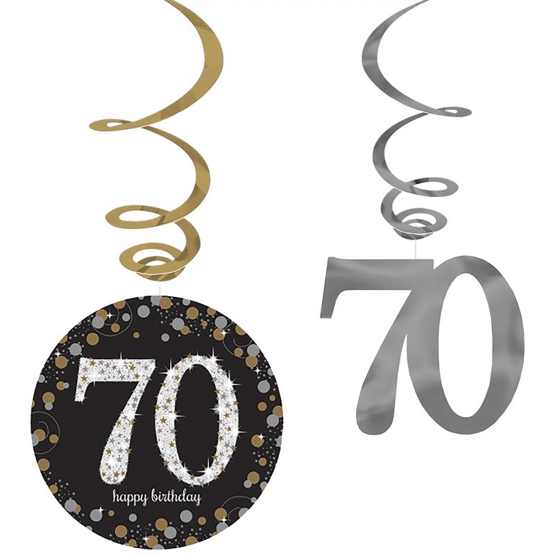 “70” Swirl Decorations 6ct – Sparkling Celebration