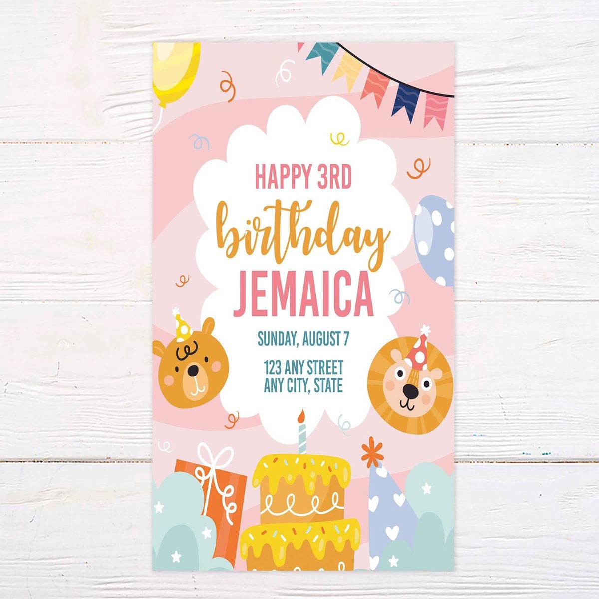 Zoo Animal Girl Birthday Invitation – Cute Safari Party Invite