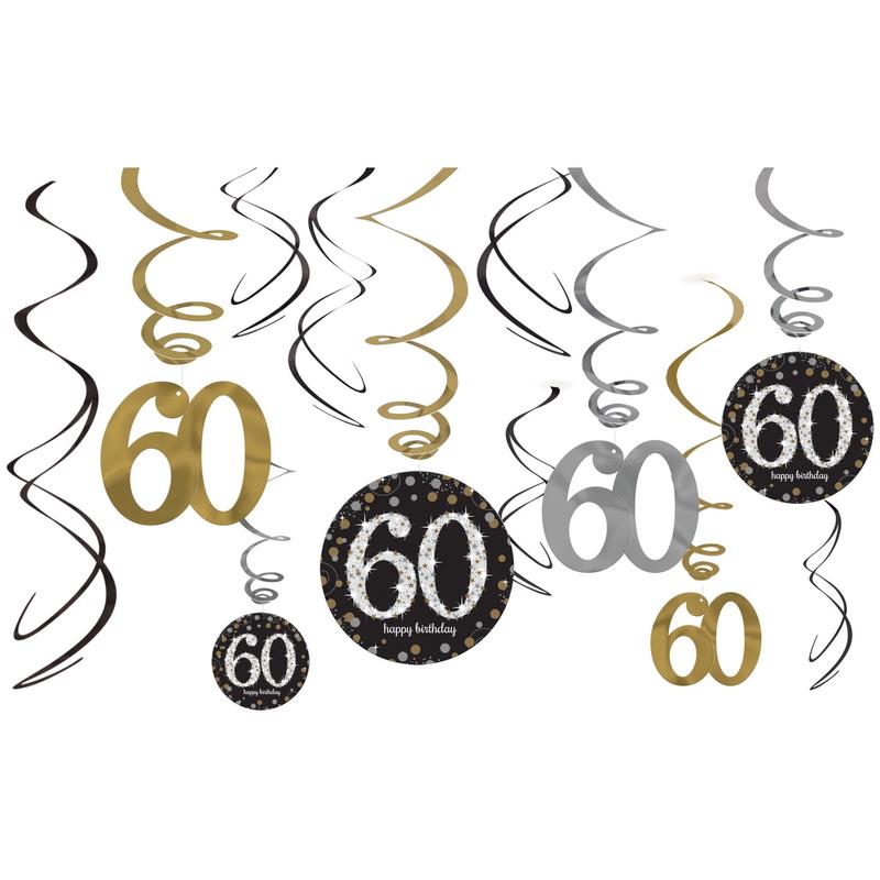 “60” Swirl Decorations 6ct – Sparkling Celebration