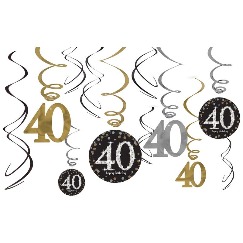 “40” Swirl Decorations 6ct – Sparkling Celebration