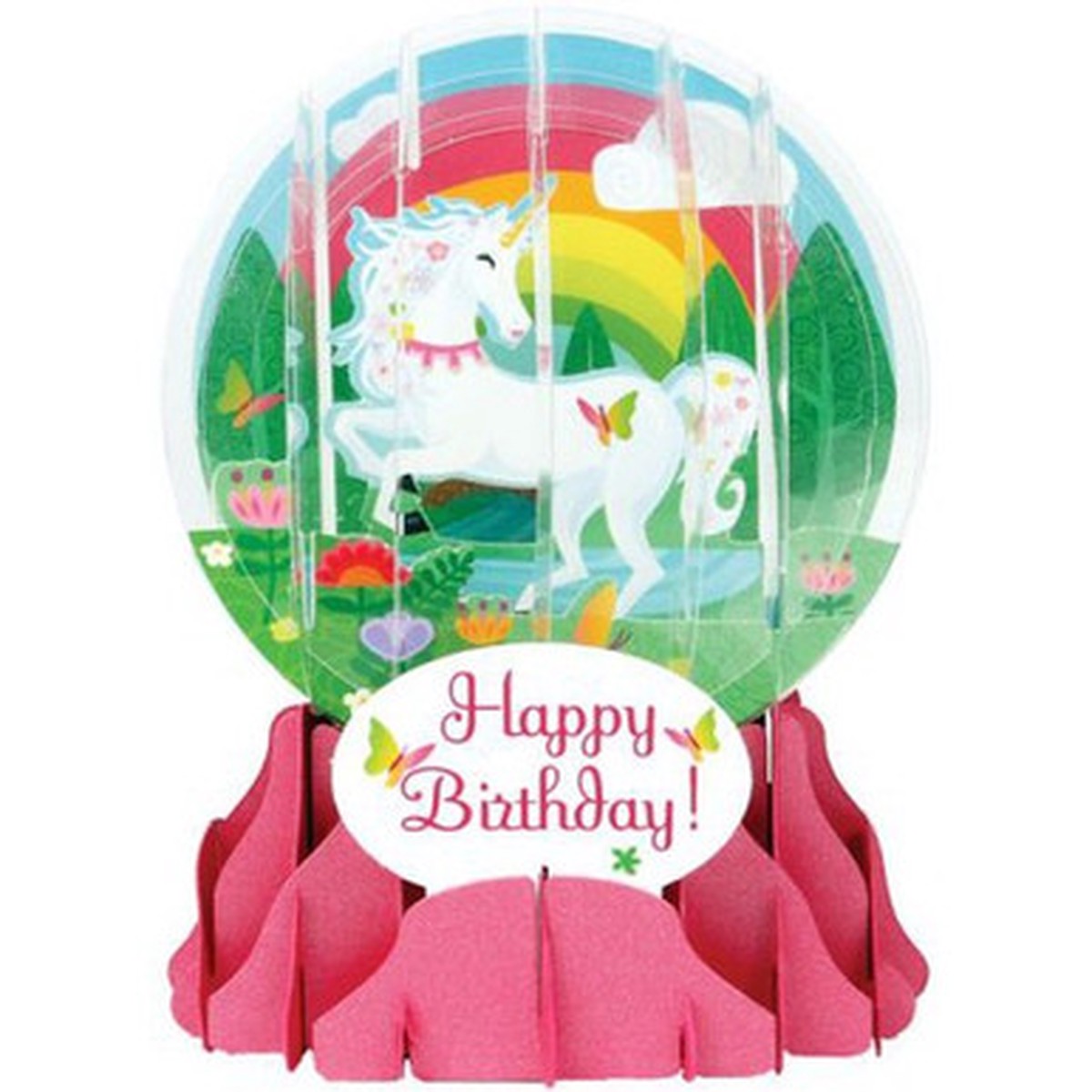 Unicorn : 5 Inches Snow Globe Pop Up Birthday Card