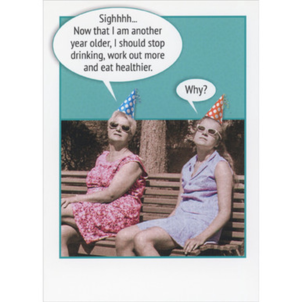 Women on Bench: I Should Stop Drinking and Work Out Funny Birthday Card for Women