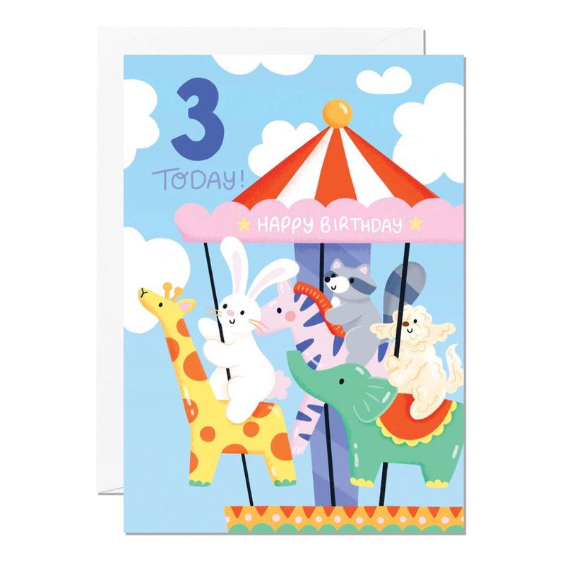 3rd Birthday Carousel Greeting Card