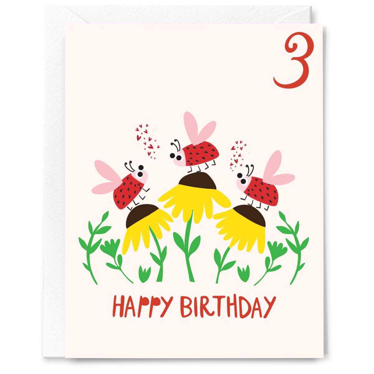 3rd Birthday Ladybugs Card