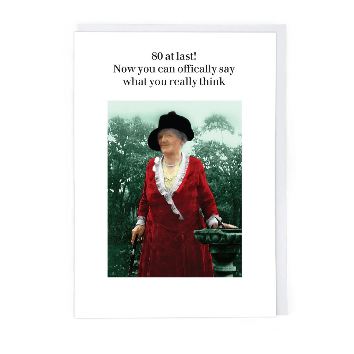80 At Last Birthday Card