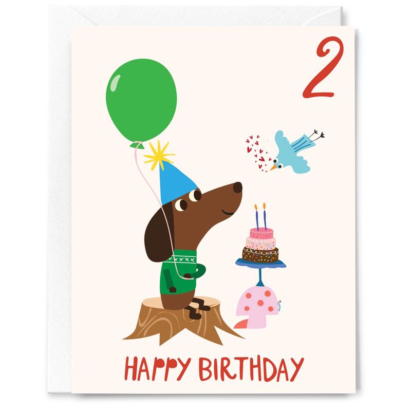 2nd Birthday Dog & Bird Card