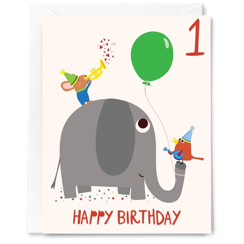 1st Birthday Elephant Card