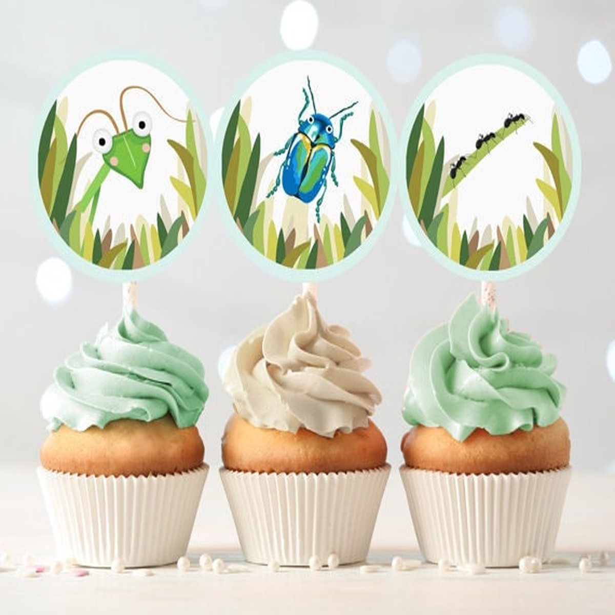 Bug Cupcake Toppers Favor Tags Bug Birthday Party Decoration Insect Party Outdoor Bug Party Boy Stickers Digital Download Printable 0090