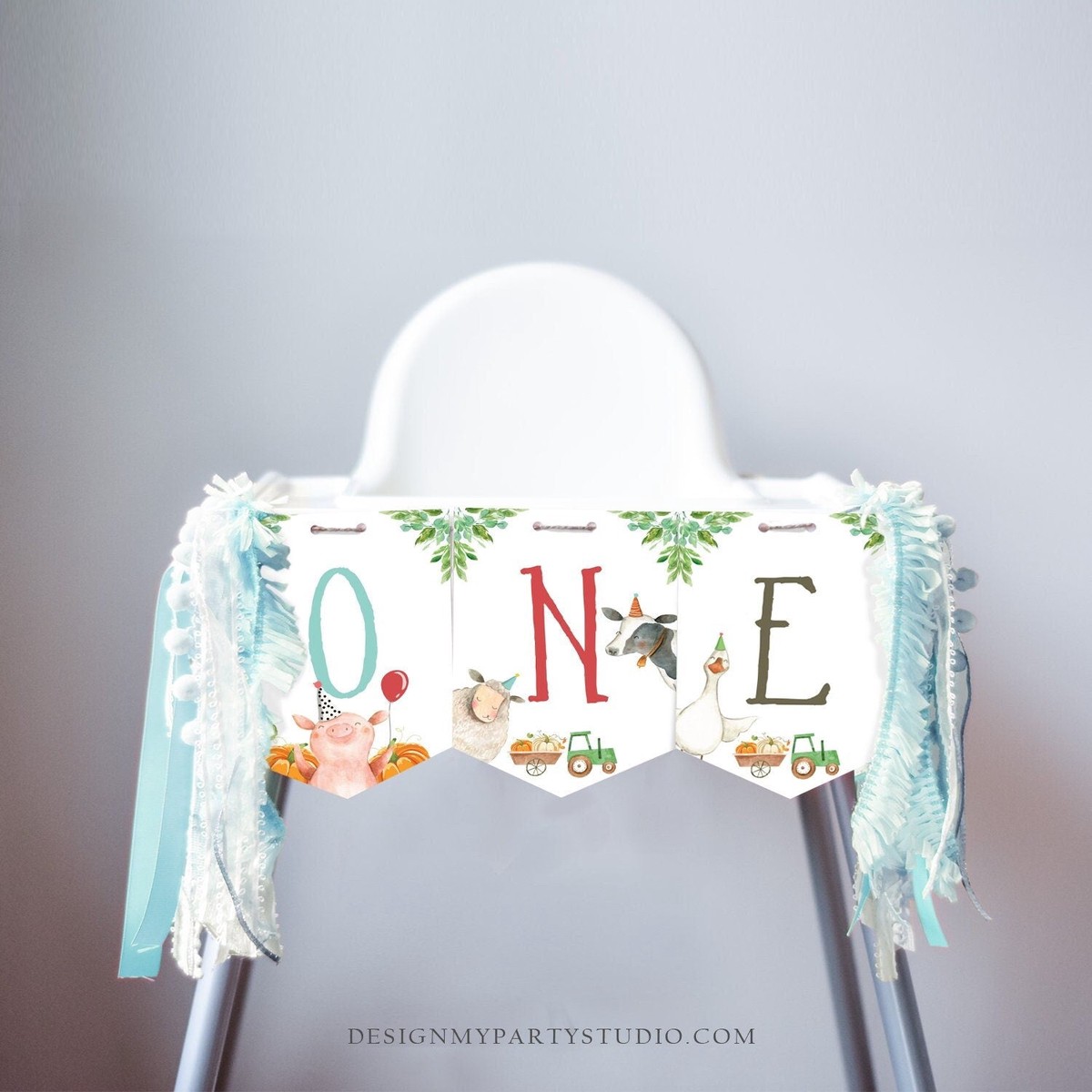 Boy Farm High Chair Banner Boy Farm 1st Birthday Banner High Chair One Banner Farm Animals 1st Pumpkin Fall Decor Digital Printable 0155
