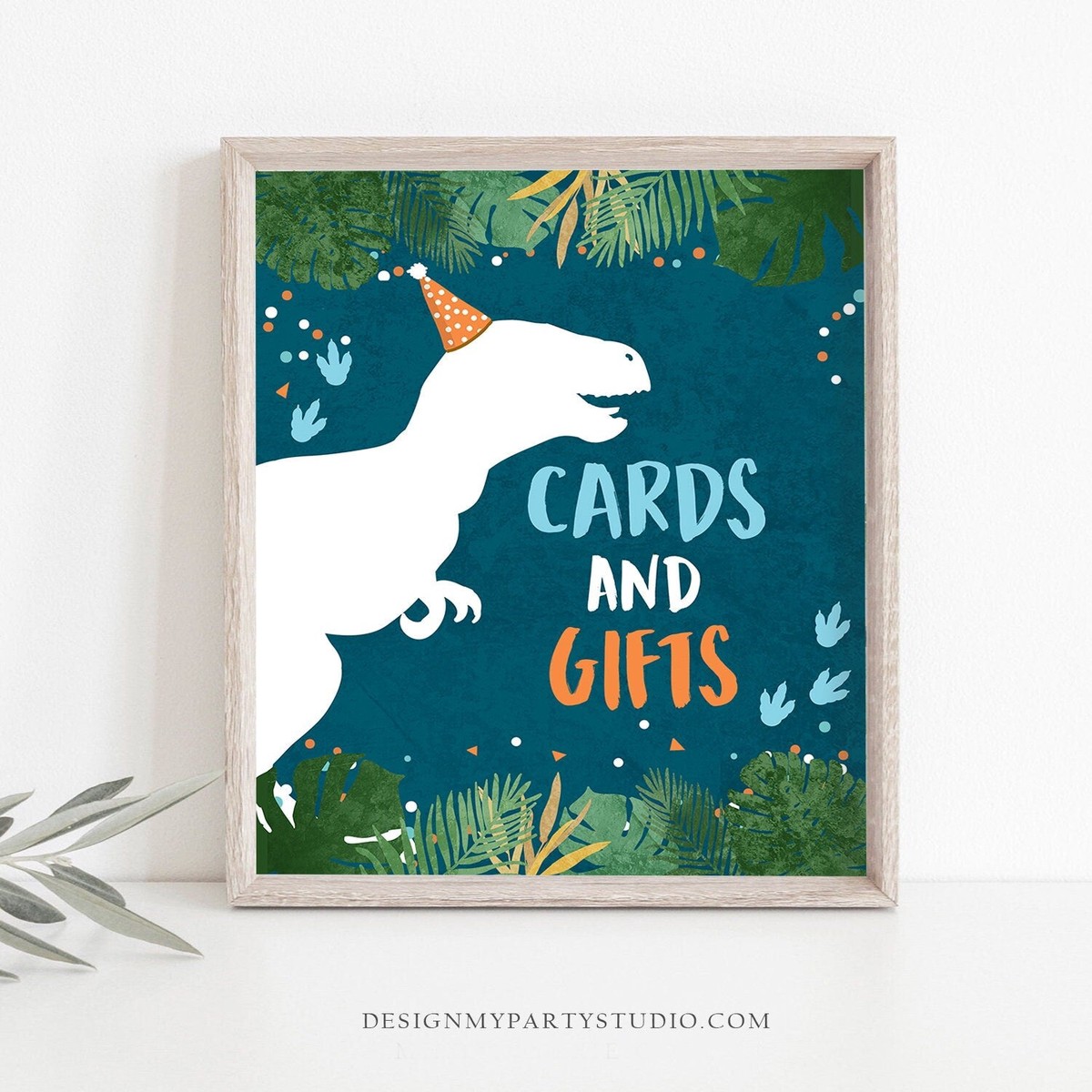 Cards and Gifts Dinosaur Birthday Sign Gifts Table Decor Dinosaur Birthday Dino Party Boy Prehistoric Navy T-Rex Table Sign Printable 0378