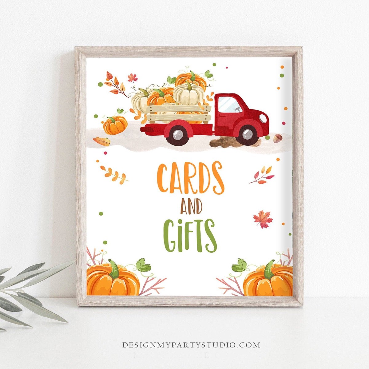 Cards and Gifts Sign Pumpkin birthday sign Table sign Pumpkin party signs Decor Fall Party Autumn Pumpkin Truck Pumpkin Decor PRINTABLE 0153