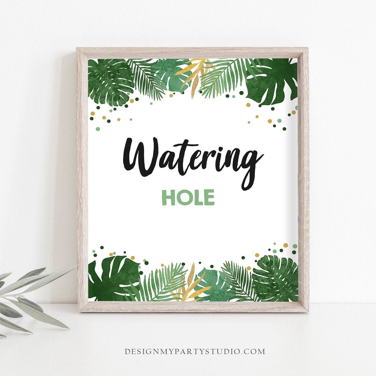 Watering Hole Birthday Sign Drink Table Decor Tropical Safari Birthday Wild One Animals Table Party Jungle Digital Download Printable 0332