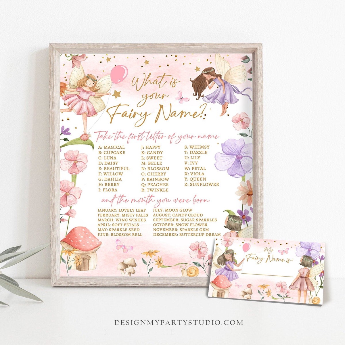 What Is your Fairy Name Fairy Birthday Game Fairy Forest Party Activity Fairy Tea Party Game Floral Whimsical Template Printable Corjl 0406
