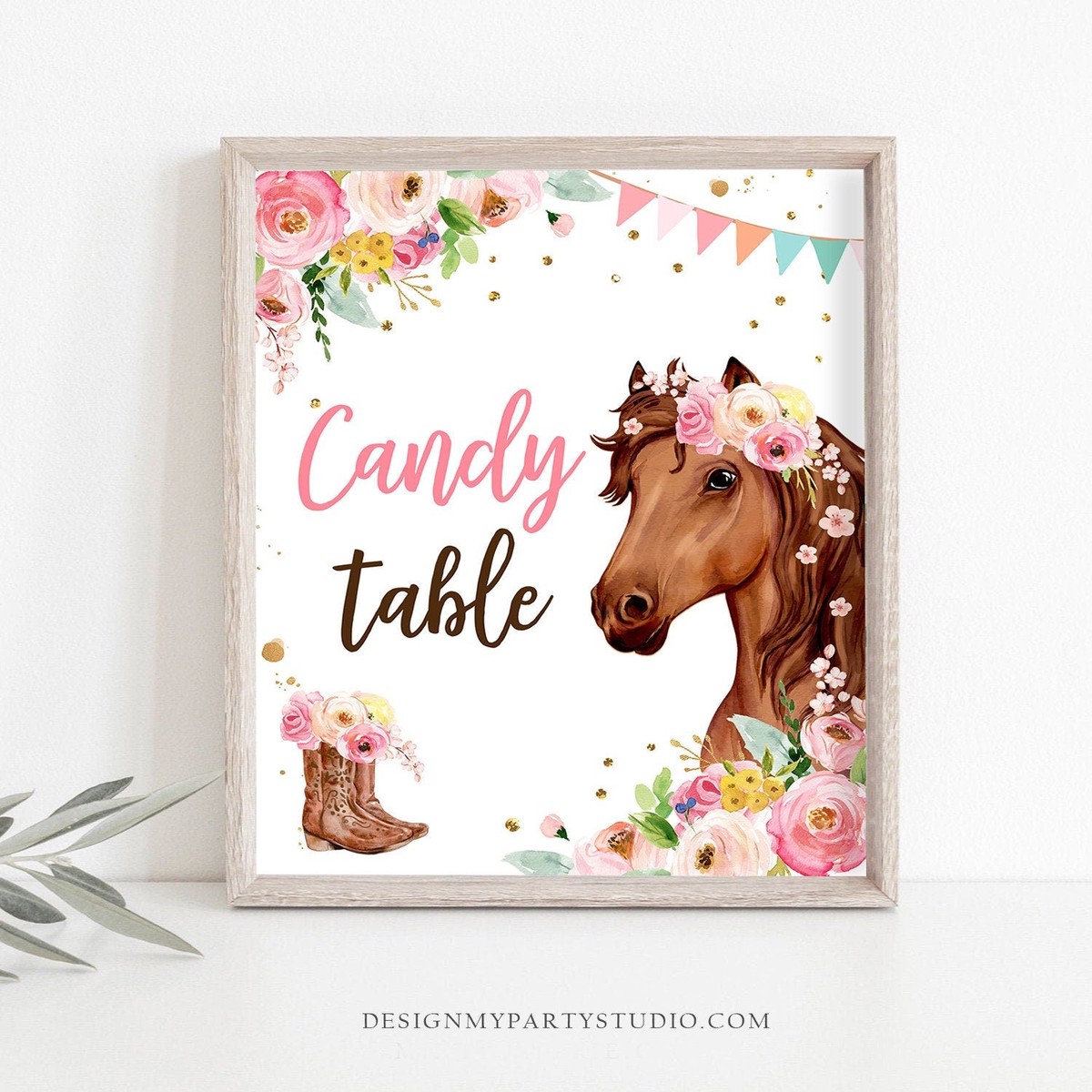 Candy Table Birthday Sign Drink Table Decor Pink Horse Birthday Cowgirl Table Sign Pony Party Decorations Sweets Download PRINTABLE 0408