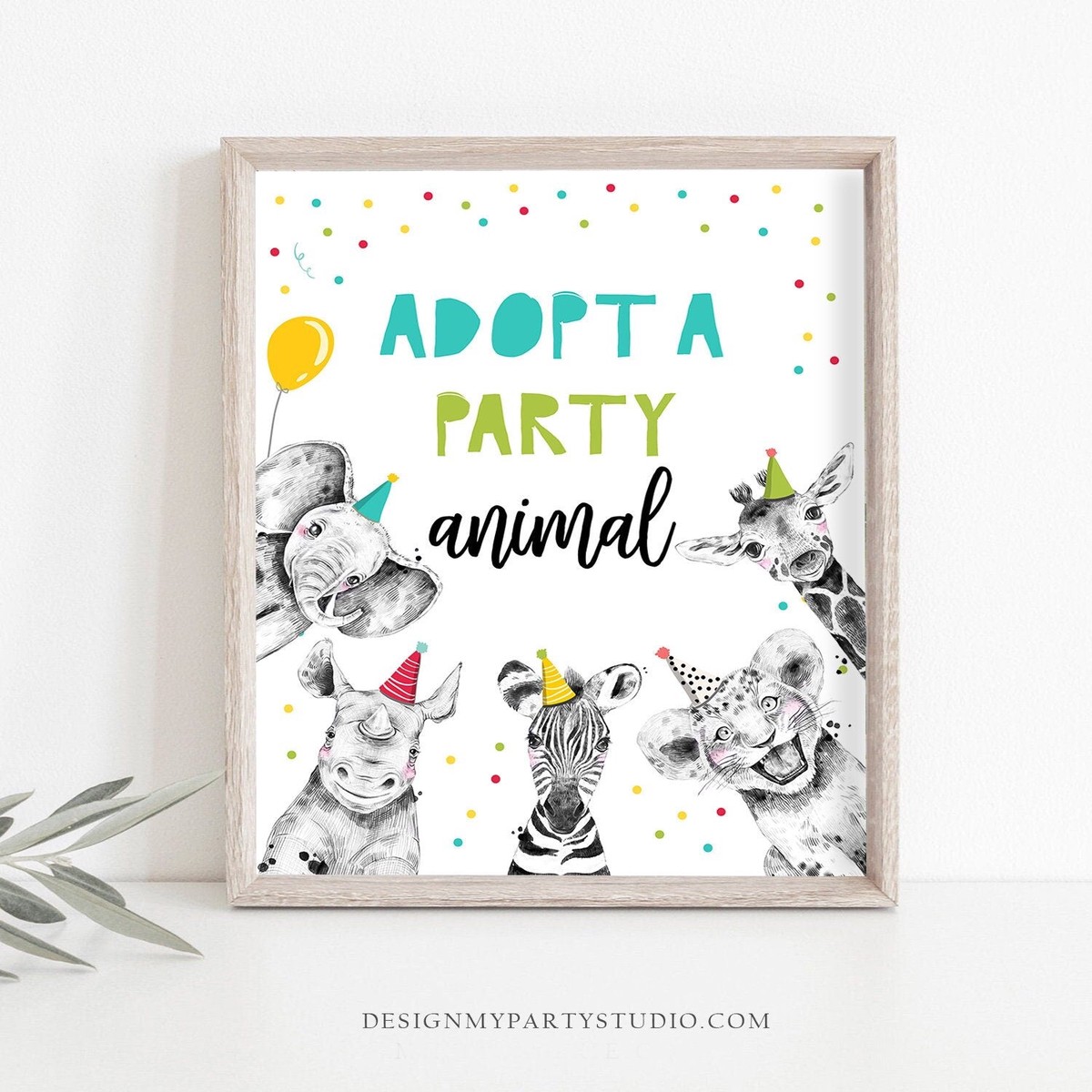 Adopt an Animal Birthday Sign Table Decor Party Animals Birthday Wild One Safari Animals Boy Zoo Table Sign Zoo Party Jungle Printable 0390