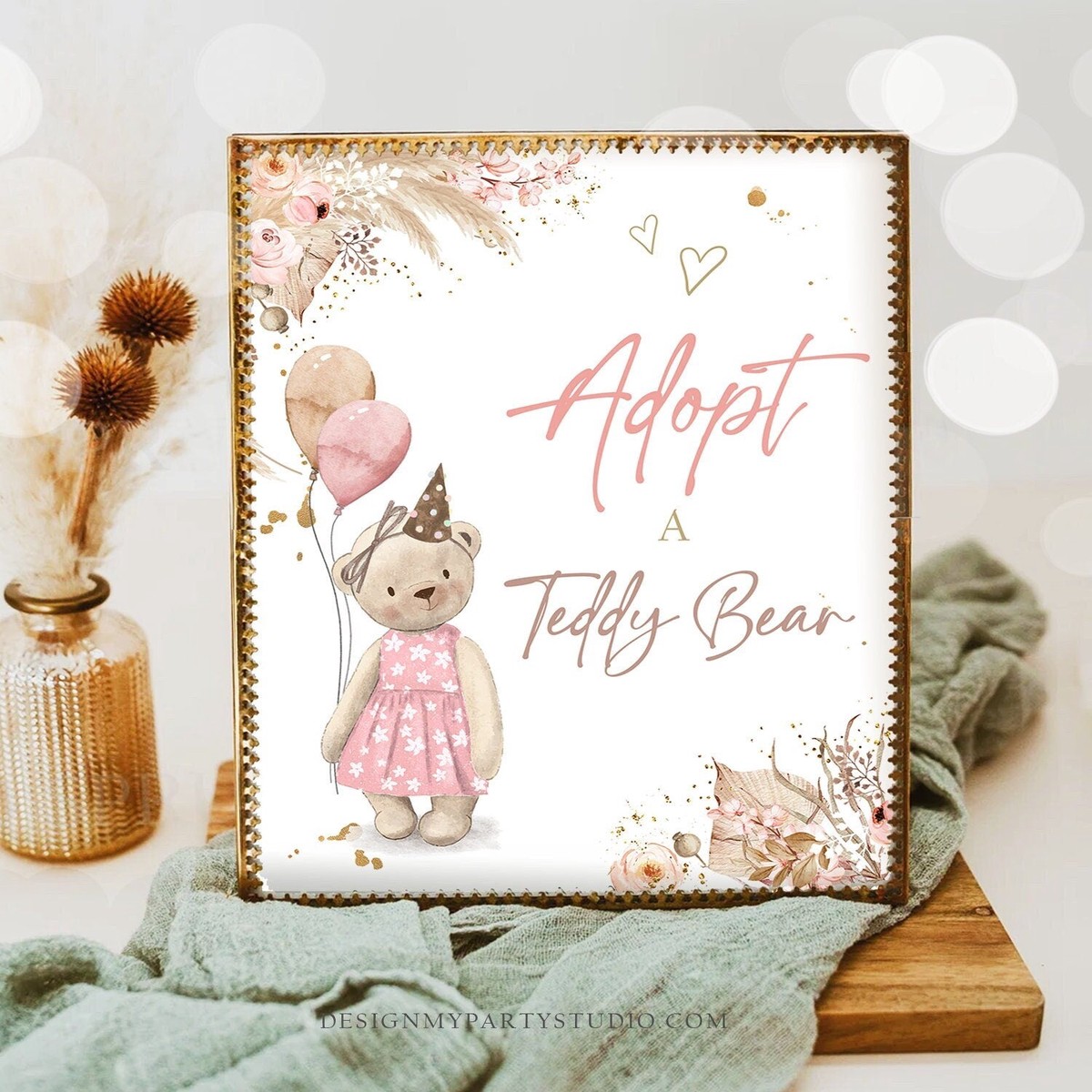Adopt A Teddy Bear Table Decor Teddy Bear Birthday Bear-y First Picnic Stuffed Animal Bear Adoption Party Instant Download Printable 0421